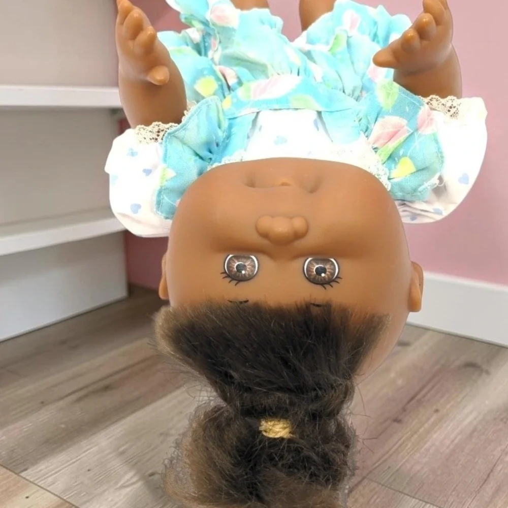 VTG Cabbage Patch Kids Doll 80s 1st Ed CB48 African American Blue Dress CPK 1988